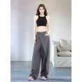 thumbnail image 5 of Women Wide Leg Baggy Flowy High Waisted Pants Casual Cozy Cute Y2k Trousers Gray S, 5 of 7