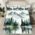 thumbnail image 2 of Feelyou Tree Plant Botanial Bed Sheets, Jungle Mountain King Sheets, Vintage Watercolor Art Sheet Set, Ultra Soft Home Decor, 4-Piece, 2 of 7