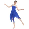 thumbnail image 6 of IBTOM CASTLE Women Lyrical Dance Dress Modern Contemporary Ballet Dancewear Spaghetti Strap Chiffon Flowy Dress XS Royal Blue, 6 of 8