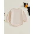 thumbnail image 4 of Suealasg Newborn Baby Boys Girls Halloween Sweatshirt Romper Long Sleeve Letter Print Bodysuit 3 6 12 18 Months Infant Halloween One Piece Clothes, 4 of 7