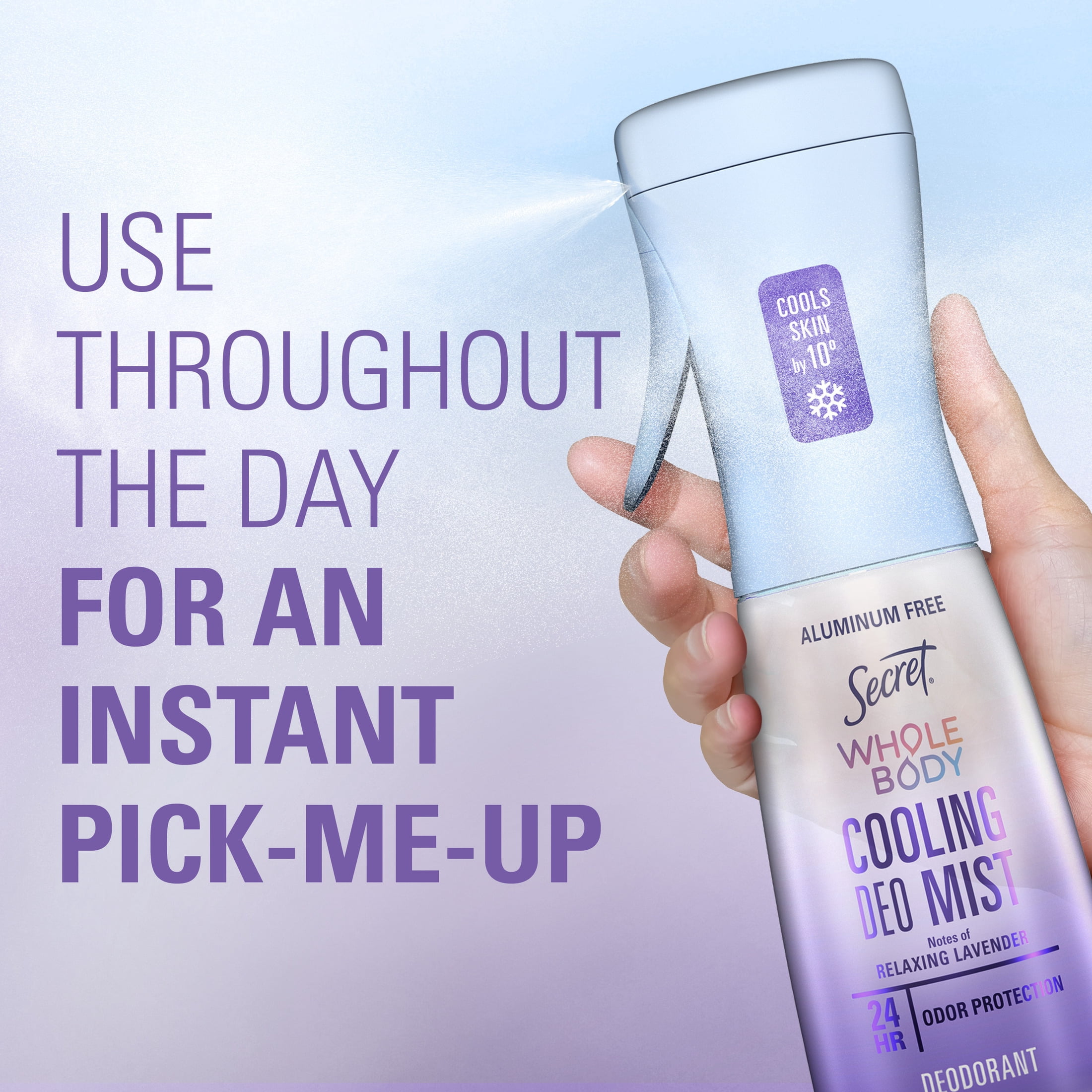 Secret Whole Body Cooling Deodorant Mist, Relaxing Lavender, Aluminum Free, 5.2oz