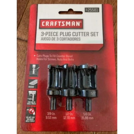 Craftsman Drill Press Wood Plug Cutter 3 Pcs. Set 3/8", 1/2", 5/8"