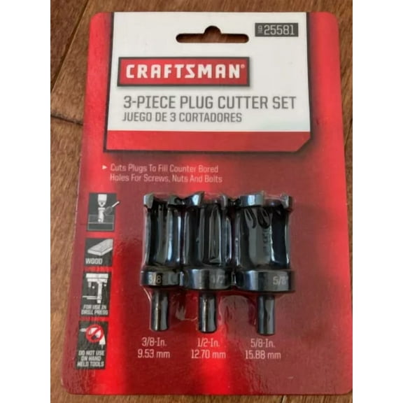Craftsman Drill Press Wood Plug Cutter 3 Pcs. Set 3/8", 1/2", 5/8"