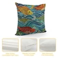 thumbnail image 4 of Qinduosi  Colorful Throw Pillow Cushion Cover, Group of Ornate Colorful Fishes on The Waves Cartoon Style Storm Oceanlife Theme, Decorative Square Accent Pillow Case, , Red Blue White, 4 of 5