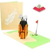 Golf Club and Hole-In-One Pop Up Card for All Occasions - Folds Flat for Mailing