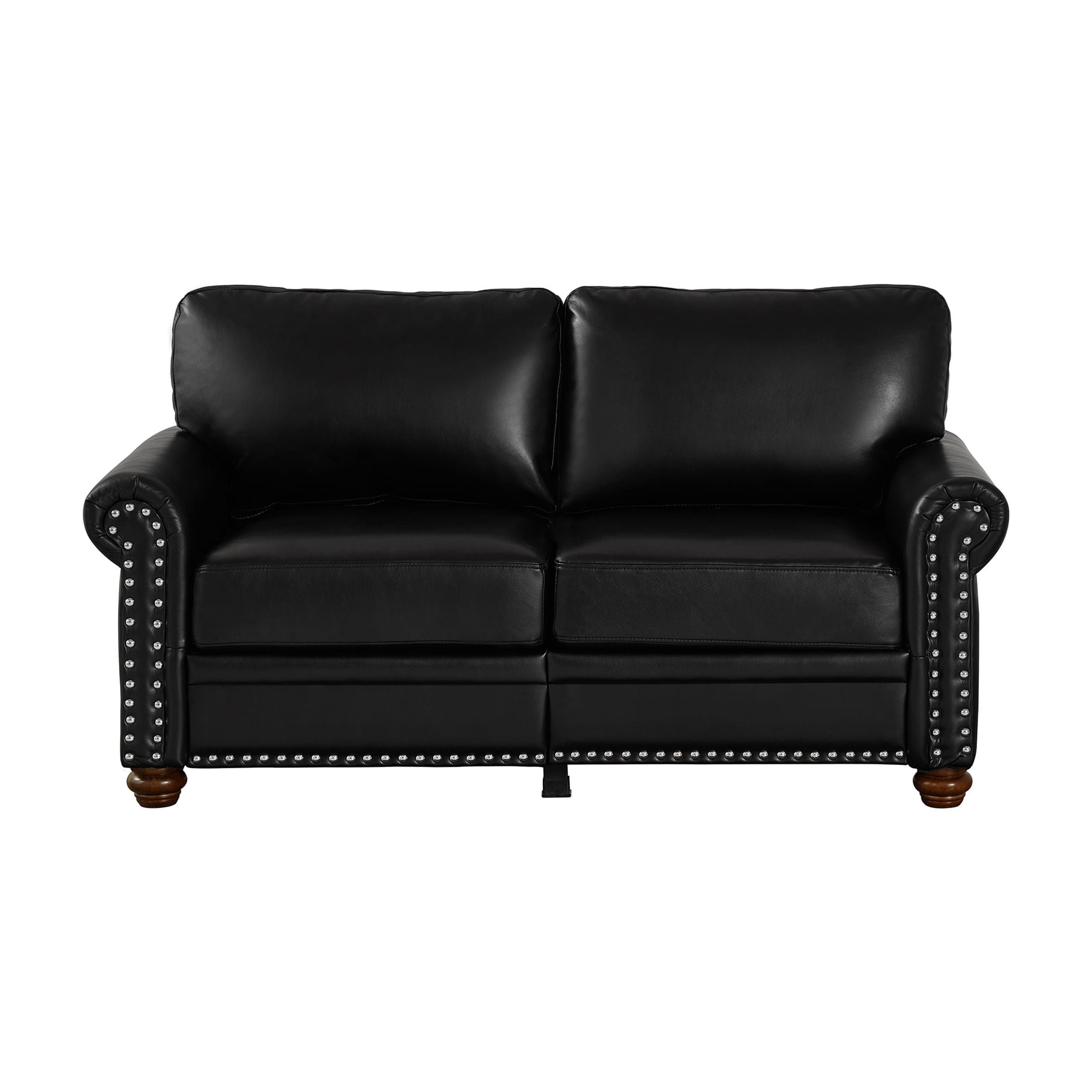 Classic Faux Leather Loveseat Small Sofa Couch with Nailhead Trim and Removable Cushions for Living Room Office Apartment
