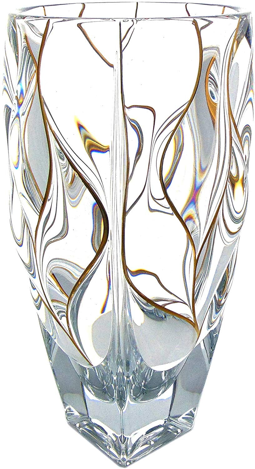 Bohemia Jihlava 12 Decorative Vase Bamboo Collection Czech Crystal Glass Decorated With Gold Stripes Lead Free Walmart Com Walmart Com