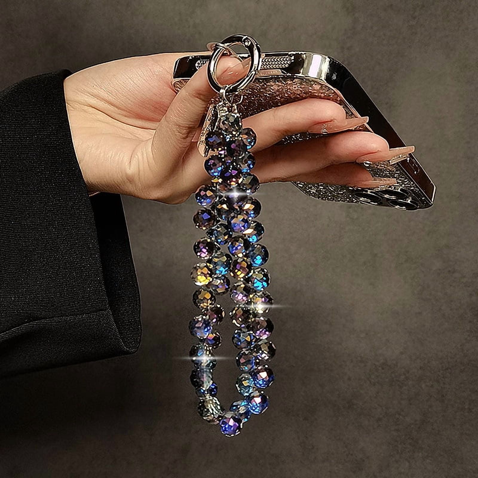 Luxurious Crystal Teardrop Phone Lanyard - Short Handmade Beaded Wrist Strap with Anti-Loss Design