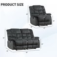 thumbnail image 6 of Bonzy Home Manual Recliner Sofa Set, Living Room Furniture with Single Recliner & Loveseat, Couch Set with Adjustable Backrest and Overstuffed Headrest, Gray, 6 of 7