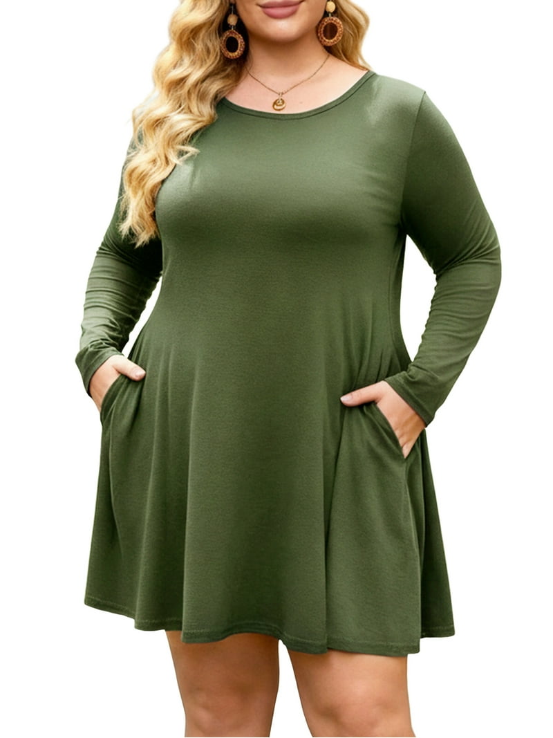 green emerald velvet dress Berylove Women Maxi Mother Dress Plus Size Dark Green A Line V Neck Wedding Party Guest Dress with Half Sleeves, Dark Green / 3XL main image 0