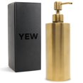 thumbnail image 1 of Yew Design Dispensador de jabón de latón dorado de acero inoxidable para fregadero de baño y cocina, bomba dispensadora de jabón para platos de mano redonda recargable de 15 oz para loción detergente, 1 of 5