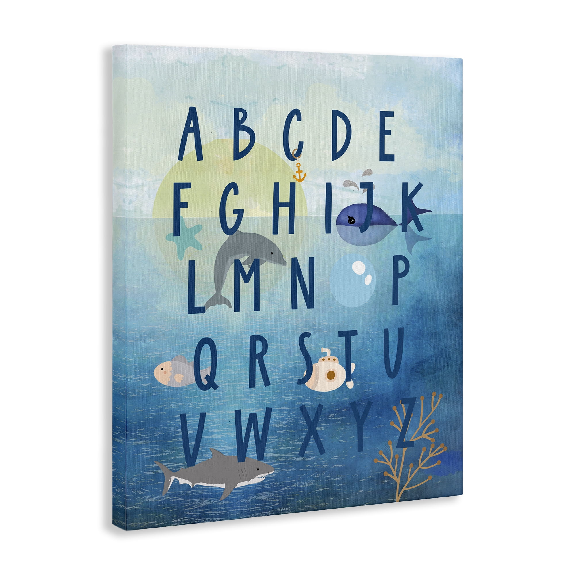 Stupell Industries Sea Creatures Alphabet Animals & Insects Painting Gallery Wrapped Canvas Art Print Wall Art, 24 x 30