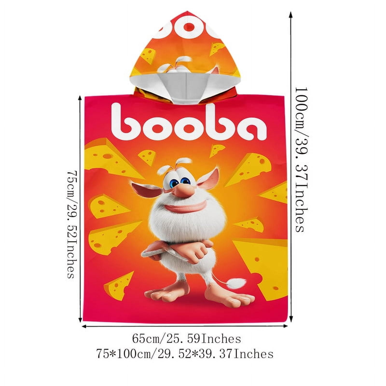 Booba Boys and Girls Hooded Poncho Towels, Soft & Absorbent Microfiber Beach Towel, Swimming Pool Changing Robe Bathrobe Bath Towel