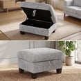 thumbnail image 4 of Poshby Storage Ottoman Coffee Table with Chenille Material, Solid Wood Leg for Living Room, Light Gray, 4 of 7