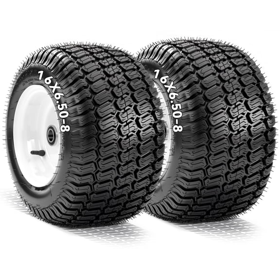 16X6.50-8 Lawn Mower Tire and Wheel, 4" Centered Hub, 0.98" 25mm Bore 1/4" Keyway, 4PR Tube Tire, 620LBS for Lawn Garden Tractors