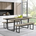 thumbnail image 5 of LAZZO 59" Dining Bench Set of 2, Farmhouse & Industrial Indoor Kitchen Bench for 6-8 People, Bed Bench & Shoe Bench, Gray, 5 of 10