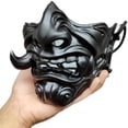 thumbnail image 3 of Máscara Hannya Japonesa Demon Samurai Kabuki Devil Half Face Mask Cosplay, Japanese Demon Face Cover Halloween Buddhism Ghost Half Face, 3 of 5