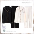 thumbnail image 4 of Pijamas de pareja de primavera y otoño Ropa de hogar de algodón de otoño para mujer y hombre Pantalones de manga larga Traje Cárdigan Solapa con botones delanteros Casual Hogar, 4 of 6