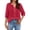 Red, variant on Womens 3/4 Sleeve Tops Cotton Linen Shirts Embroidered V Neck Button Boho Blouses Loose Fit Dressy Casual Tunic Top