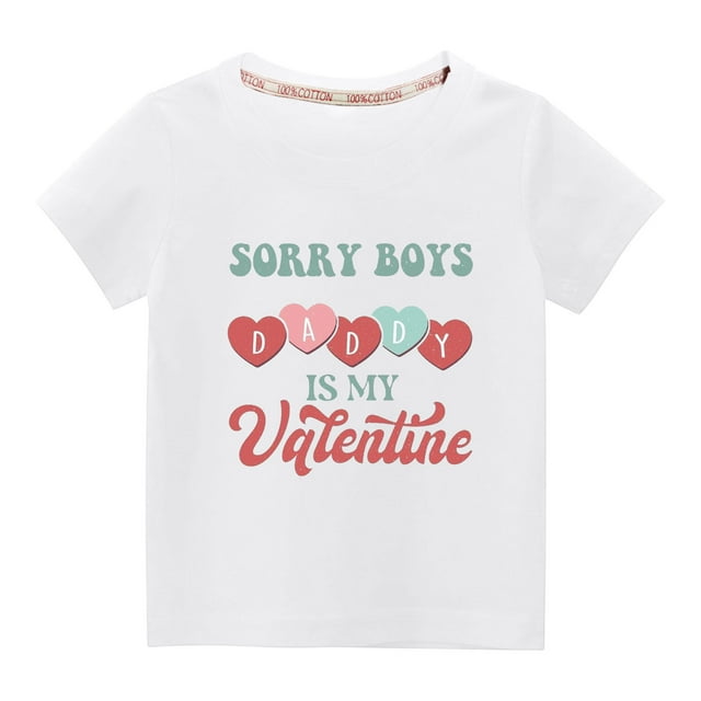 Penkiiy Haut à Manches Courtes Imprimé Cœur pour Enfants Garçons Filles, Col Rond, Couleur Unie, Blanc