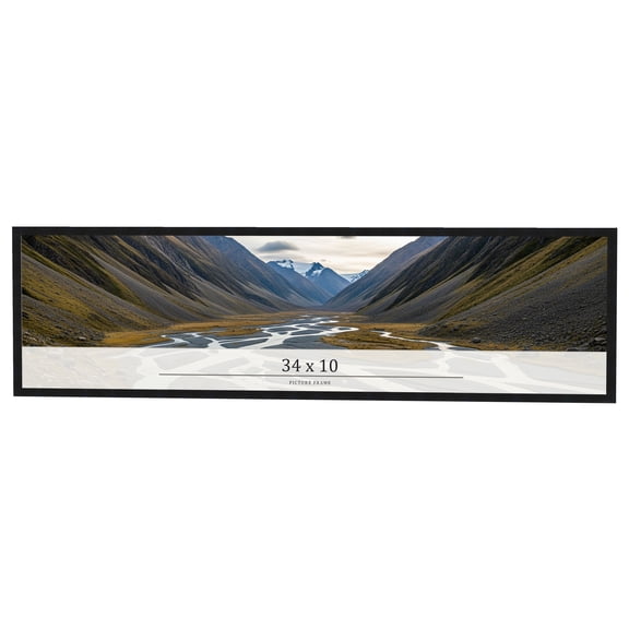 34x10 Frame Black Real Wood Picture Frame Width 0.75 inches | Interior Frame Depth 0.5 inches |