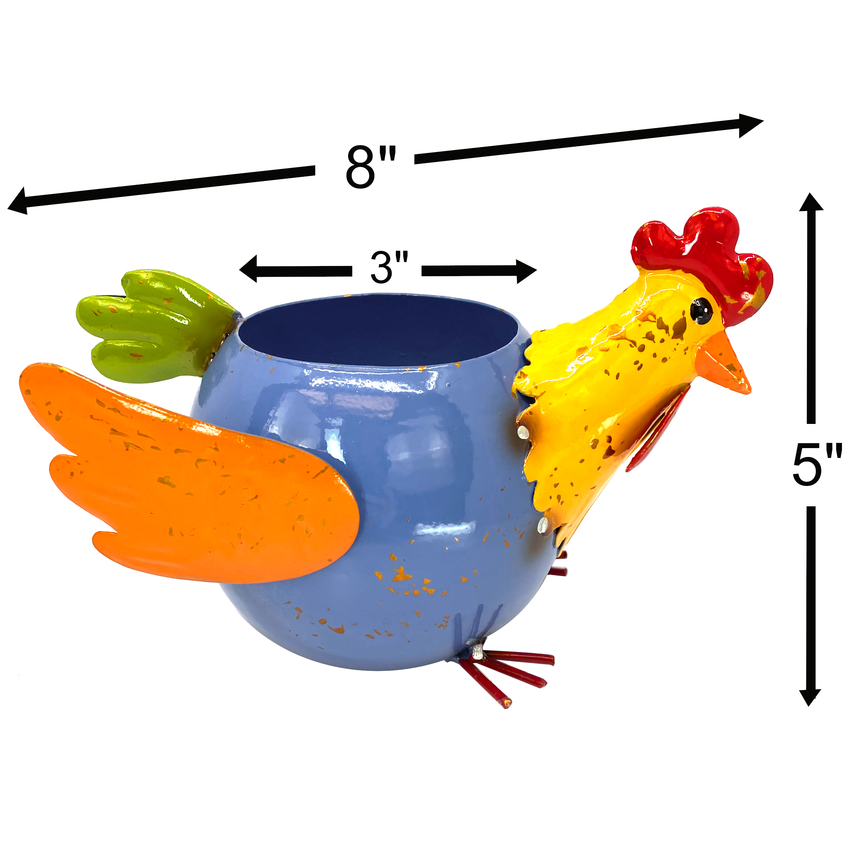 The Joy Tree 8" x 6" x 5" Chicken-Shaped Multi-Color Metallic Flower Pot
