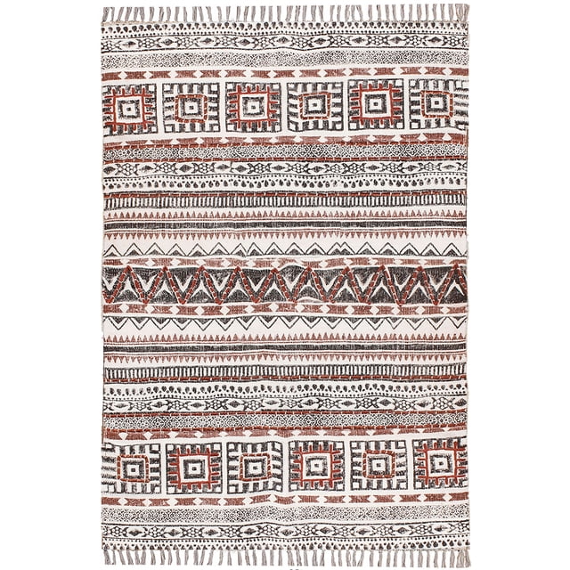 Casavani Flat Weave Kilim Geometric yoga Mat Brown Kitchen Area Rug 2.6x8 Feet