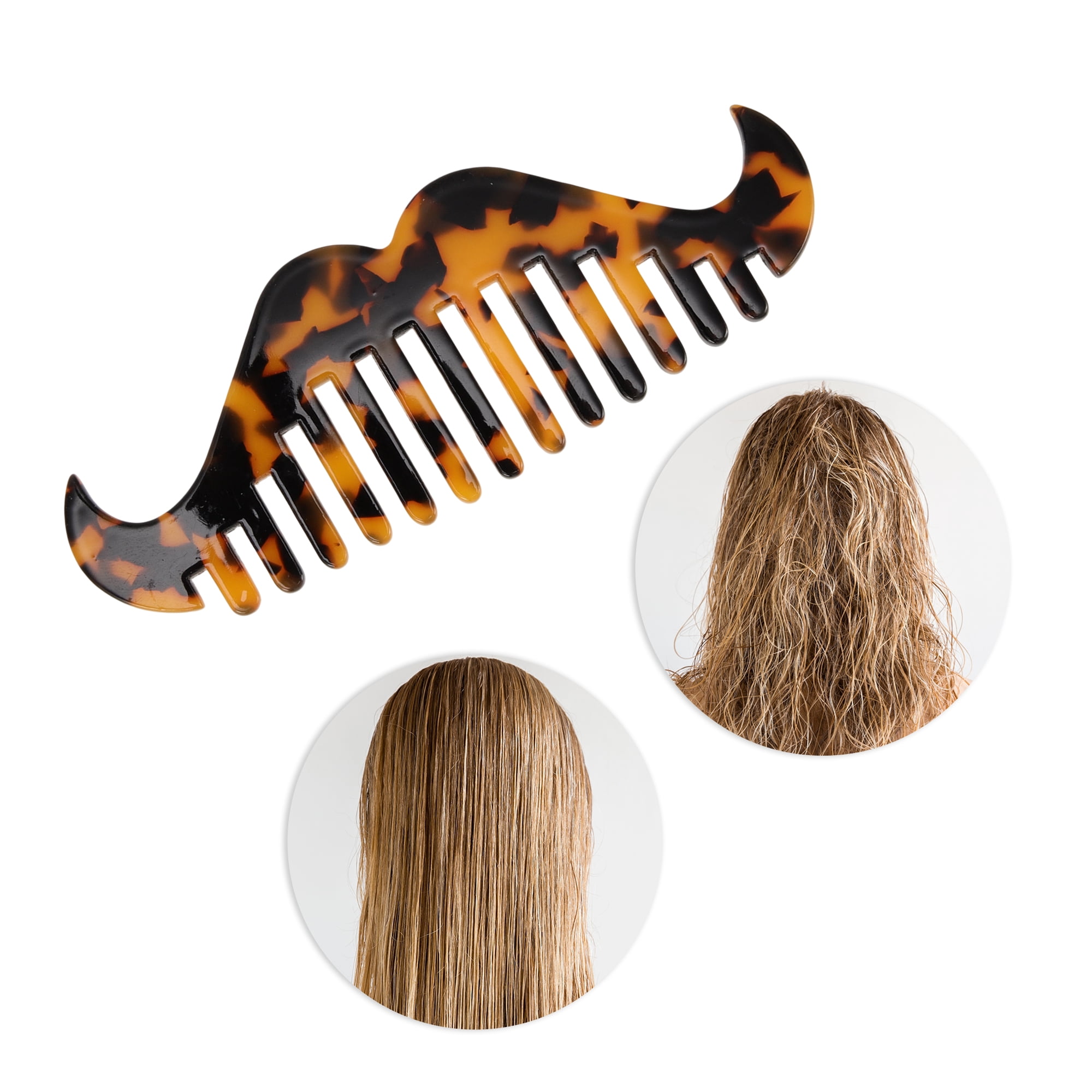 Unique Bargains 1 Pc Portable Beard Shaped Hair Comb for All Hair Types Styles Brown