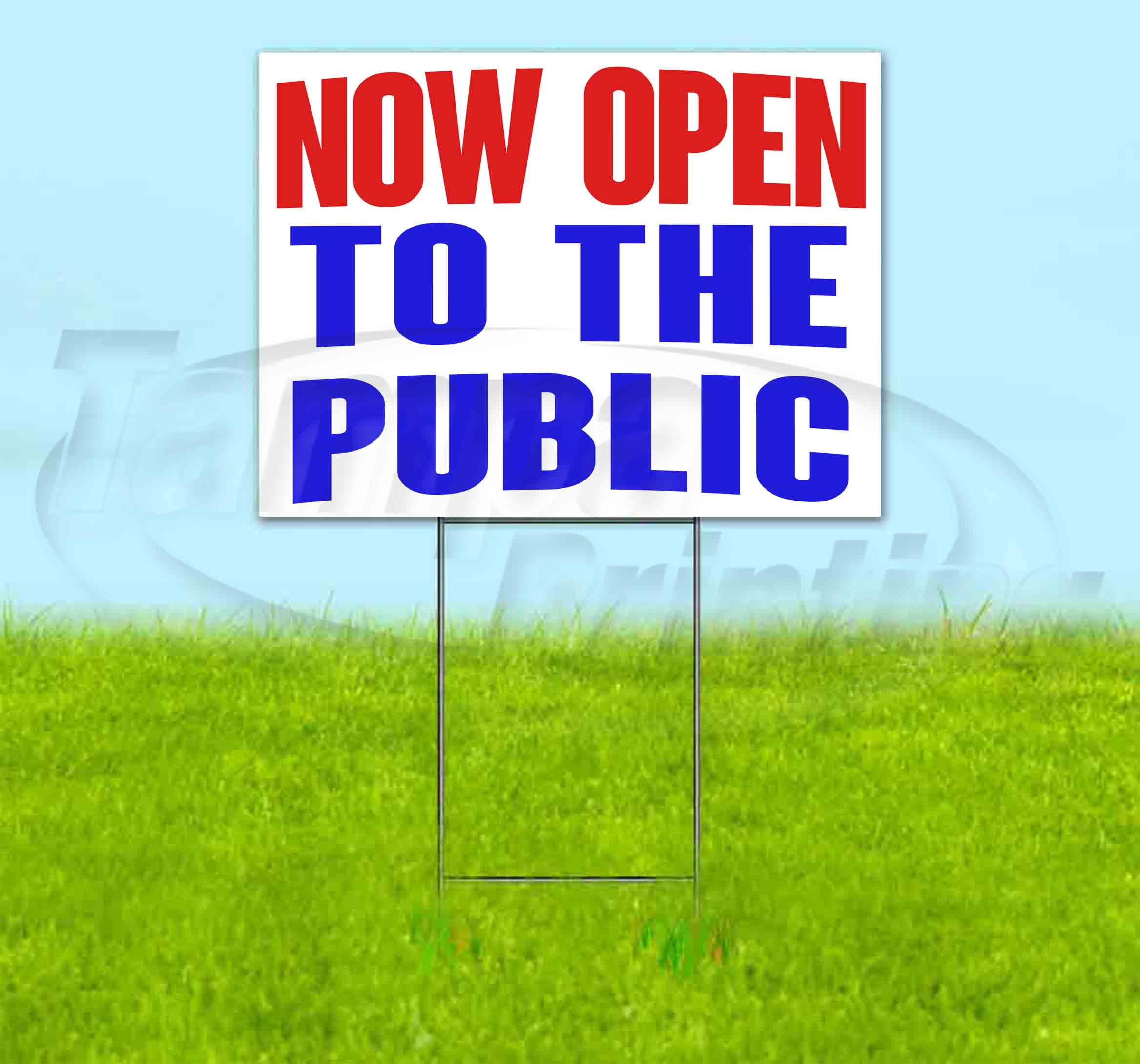 NOW OPEN TO THE PUBLIC (18" X 24") Yard Sign, Quantity Discounts, Multi