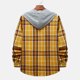 thumbnail image 3 of Camisas s Para Hombre Manga Corta Camisa informal de otoño e invierno para hombre, blusa de manga larga con cuello encapuchado y estampado a cuadros (Yellow, XXL), 3 of 7
