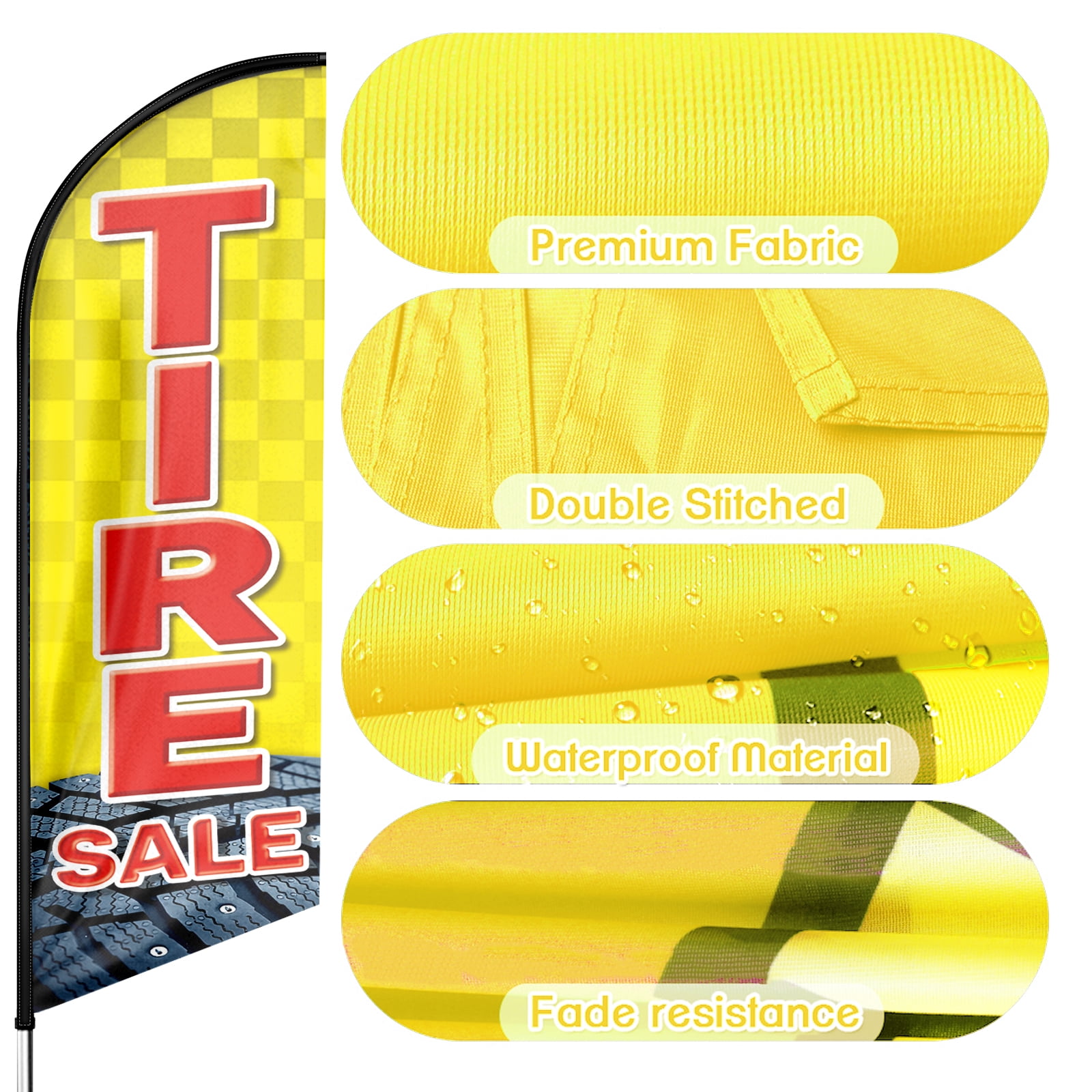 Tire Sale Sign Feather Flag,8FT Tire Sale outdoor advertising flag, Tire Sale Business Sign,Tire Sale Swooper Flag（FLAG ONLY）