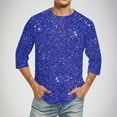 thumbnail image 2 of Maean Men Big and Tall Shirts Sequin Printed Crewneck 3/4 Sleeve Causal Tshirts Nightclub Party Shirt Top, 2 of 5