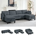 thumbnail image 2 of Puremind Canapé Sectionnel Modulaire 6 Pcs avec Ottoman Mobile, Canapé Sectionnel en Forme de U/L avec Rangement, Canapé-Lit Convertible pour Salon/appartement, Gris Foncé, 2 of 6