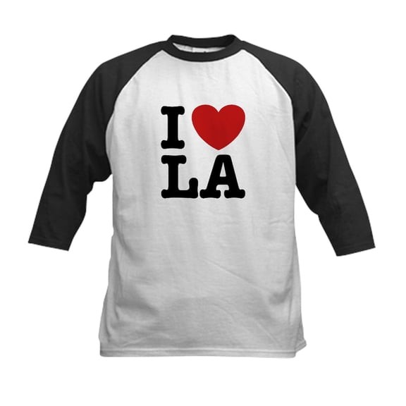 CafePress - I Love LA Kids Baseball Jersey - Kids Cotton Baseball Jersey, 3/4 Sleeve Shirt