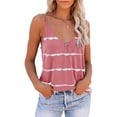 thumbnail image 1 of Camisa con tirantes finos y cuello en V para mujer, informal, holgada, transpirable, con estampado de rayas, para verano, 1 of 5