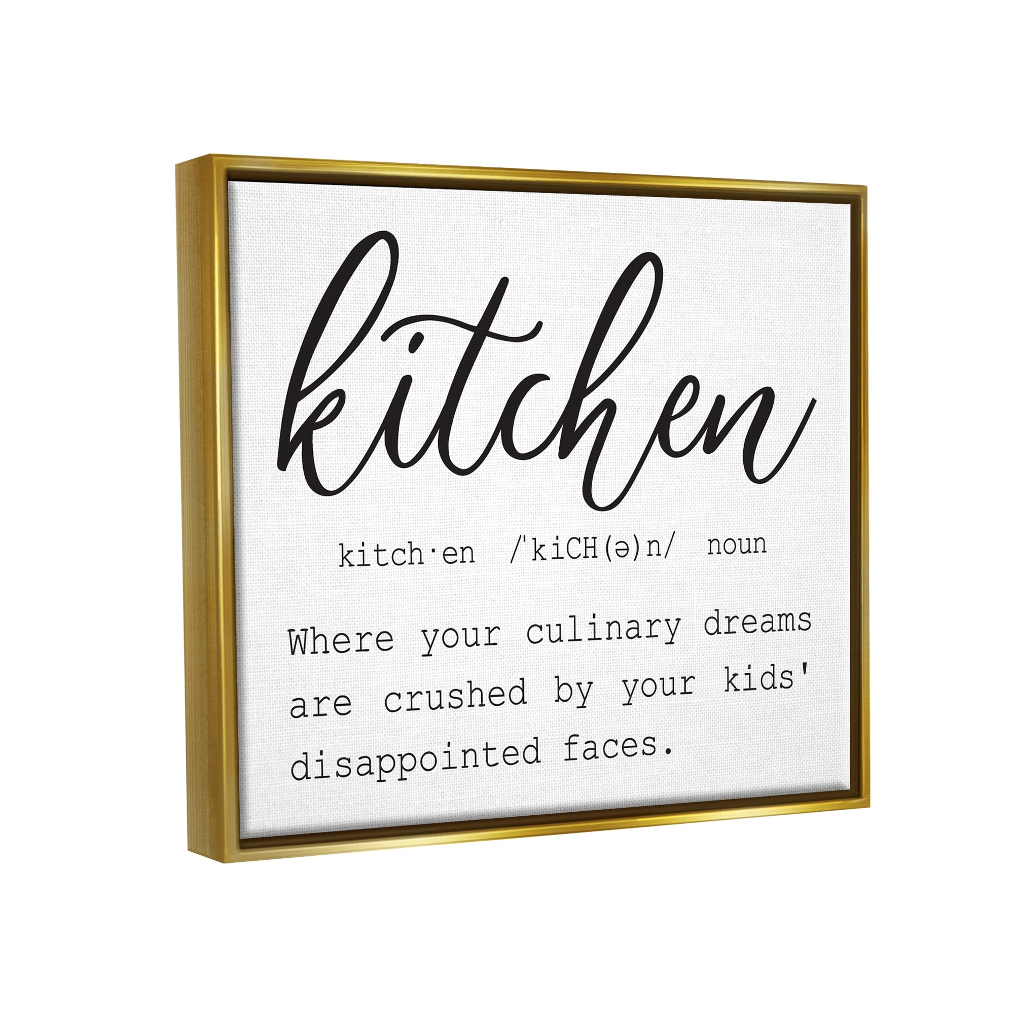 Stupell Industries Funny Kitchen Phrase Definition Cooking Typography Graphic Art Metallic Gold Floating Framed Canvas Print Wall Art, Design by Lettered and Lined