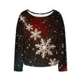 thumbnail image 5 of FDGIU Women's Christmas Long Sleeve T-Shirt - Lightweight Christmas Tree Graphic Top, Snowflake Sequined Blouse, Xmas Vacation Casual Sweatshirt, 5 of 6