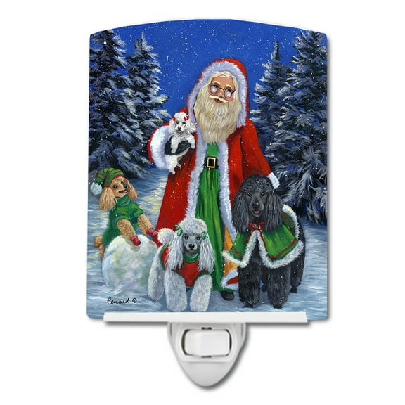 Poodle Christmas Santa Ceramic Night Light