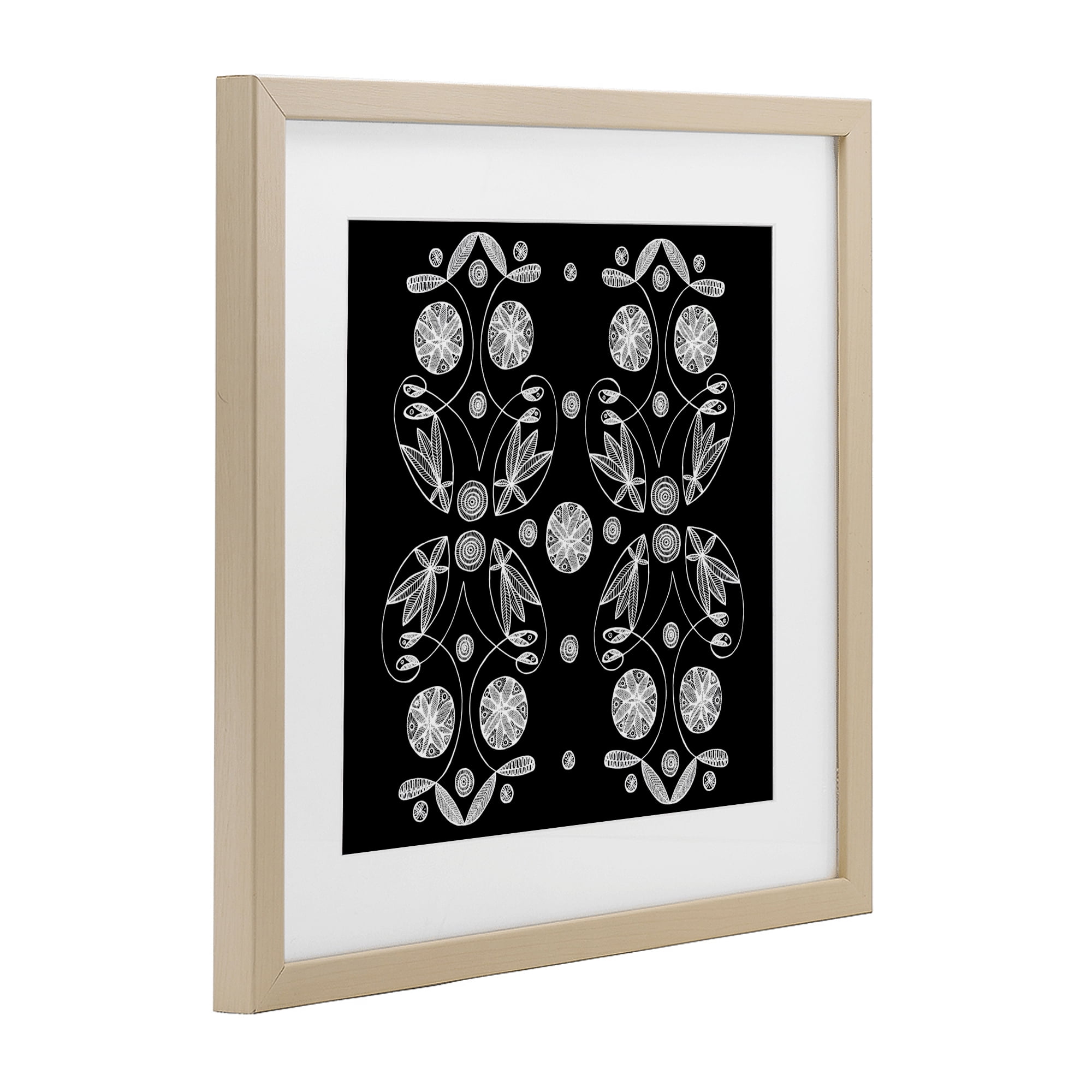 Stupell Industries Symmetrical Flower-Like Patterns Birch Framed Print Under Glass, design by El Perkin