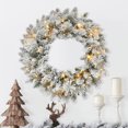thumbnail image 2 of Holiday Time 24" Pre-lit Flocked Christmas Wreath, White, PVC, 2 of 5