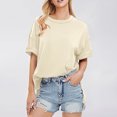 thumbnail image 6 of Otntypg Oversized Workout T Shirts for Women Trendy Solid Color Cotton Loose Fit Crewneck Casual Summer Basic Tee Drop Shoulder Tops Beige XL, 6 of 9