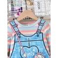 thumbnail image 4 of ENFLASH Toddler Girl Long Sleeve Dress Baby Stripe Unicorn Christmas Cotton Casual Playwear One Piece Party Dresses, 4 of 9