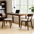 thumbnail image 6 of Dining Chairs, Set of 2 Solid Wood with Upholstered Cushion, Curved Backrest and Adjustable Foot Pads, Mid Century Design for Dining Room, Walnut with Gray Cushion, 6 of 11