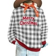 thumbnail image 5 of Womens Christmas Plaid Sweatshirts Long Sleeve Ugly Xmas Pullover Sweatshirt Crewneck Letter Graphic Tops, L Gray, 5 of 7