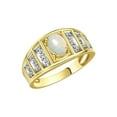 thumbnail image 3 of RYLOS Bagues pour Femmes Bague en Or Jaune 14K Style Classique Pierre Précieuse Ovale 7X5MM et Bague en Diamant Bijou Opale d'Octobre Taille 7, 3 of 7