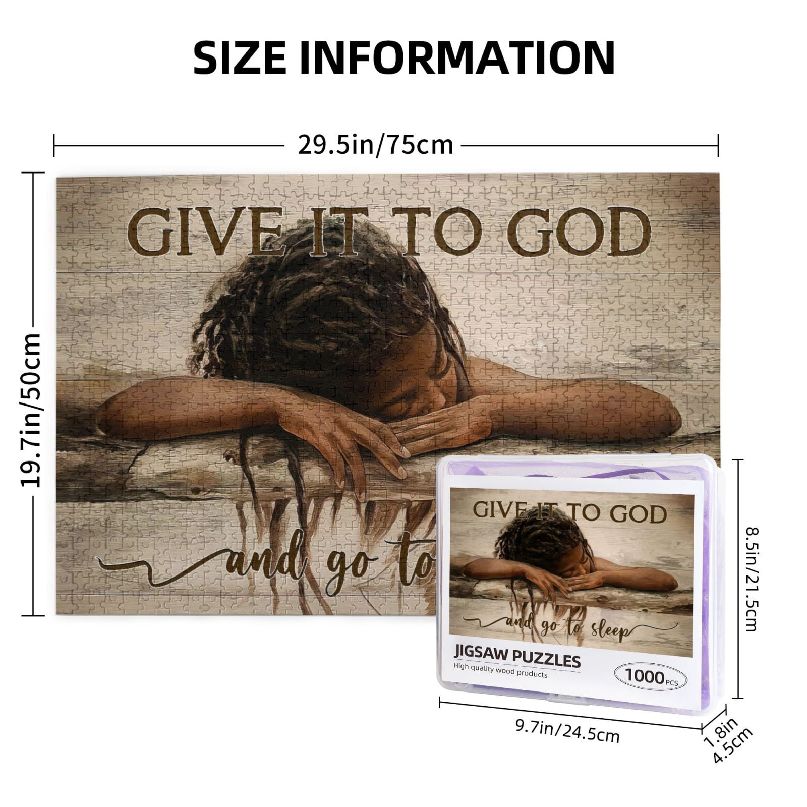 1000 Pieces Jiasaw Puzzles for African American - Black Women Give it to God and Go to Sleep Wooden Puzzles for Adult - Black Queen Magic Art Home Decor