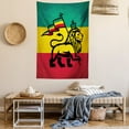 thumbnail image 2 of Rasta Tapestry, Judah Lion with a Rastafari Flag King Jungle Reggae Theme Art Print, Wall Hanging for Bedroom Living Room Dorm Decor, 60W X 80L Inches, Black Green Yellow and Red, by Ambesonne, 2 of 5