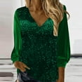 thumbnail image 2 of Women's New V Neck Shiny Sequin Top Elegant Sequin Long Sleeve Shirt Loose Version Of Sequin Shirt, 2 of 2