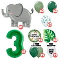 thumbnail image 2 of 18pc Jungle Birthday Balloons with Elephant Balloon Kit - with 40” JUMBO Green Number 3 Foil Balloon - 3rd Birthday Safari Party Decor Decoration Supplies, 2 of 11