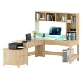 thumbnail image 3 of DEXTRUS L Shape Desk with LED Light & Hutch,  Home Office Computer  Desk Executive Desk with Drawers, 3 of 10